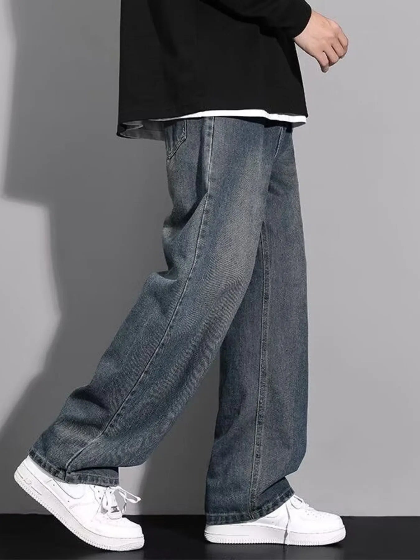 Men's Full Size Wide Leg Jeans Plus Size Trendsi