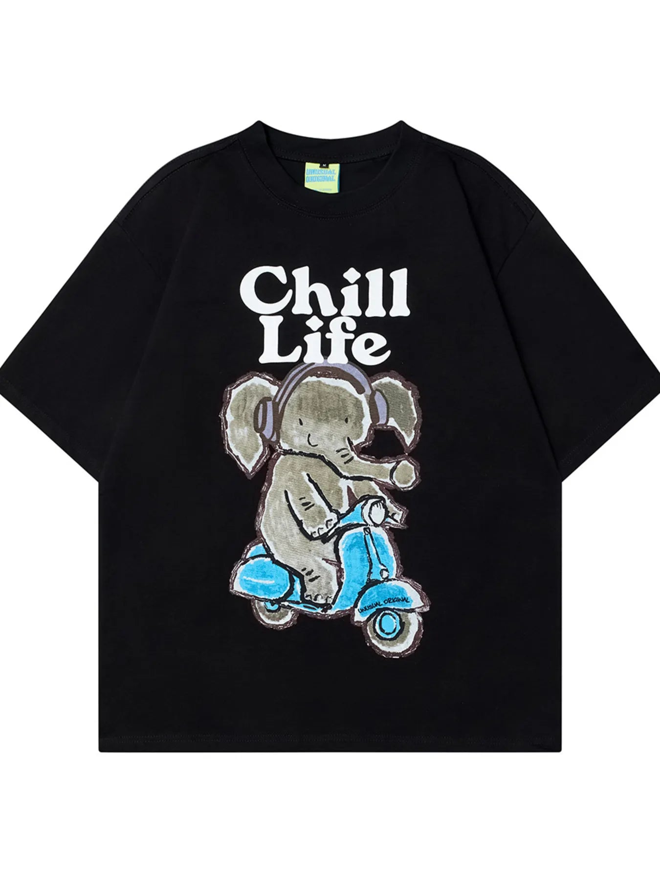 Men's Casual Elephant Graphic Short Sleeve Oversized T-Shirt Trendsi