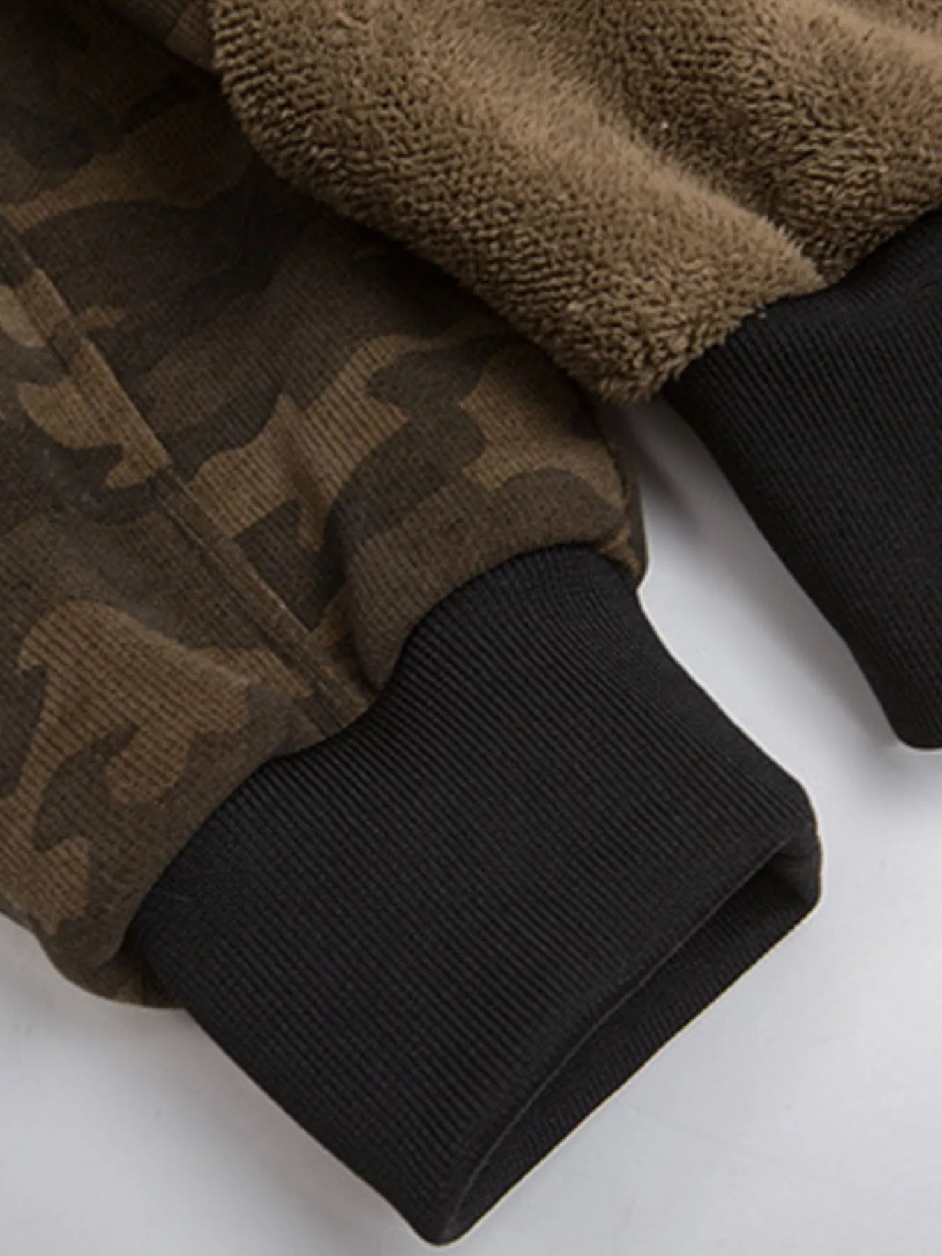 Men's Camouflage Faux Fur Hood Jacket Trendsi
