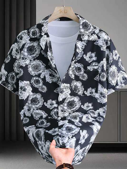 Men's Plus Size Printed Short Sleeve Casual Shirt NicholesGifts