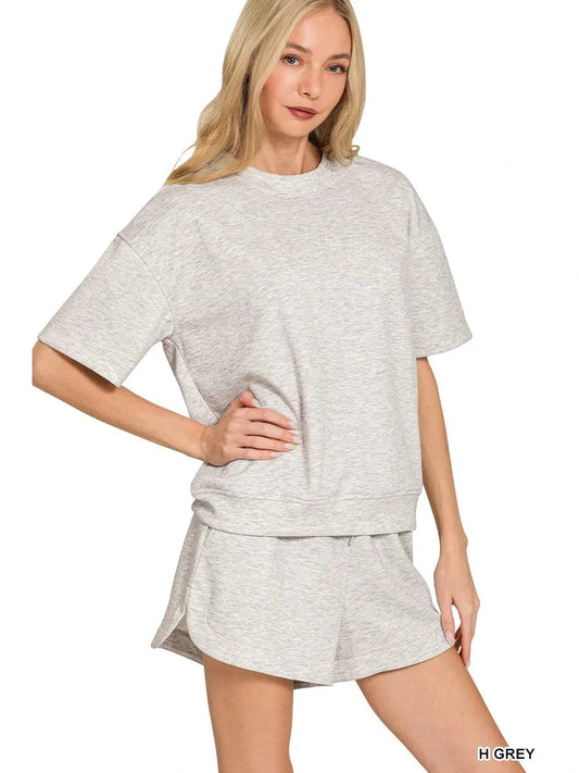 Zenana Scuba Short Sleeve Top & Shorts Set NicholesGifts