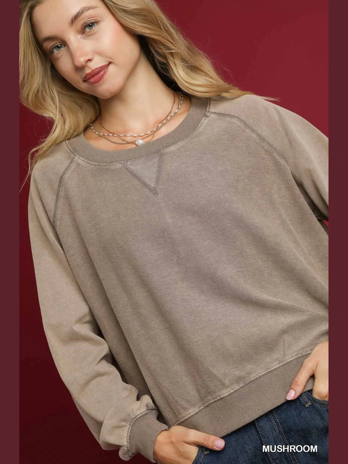 Umgee Mineral Wash French Terry Sweatshirt