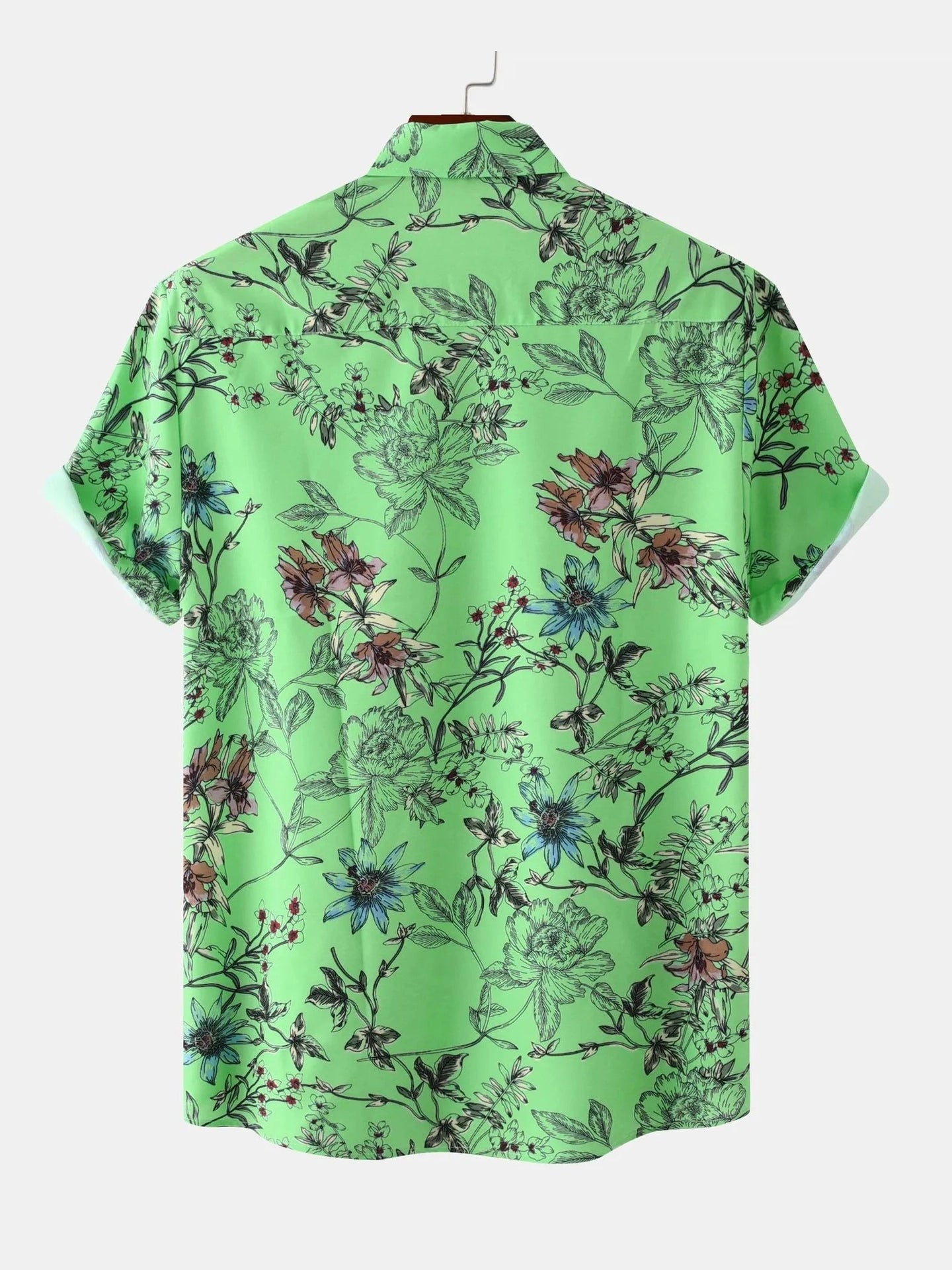 Men's Plus Size Floral Print Short Sleeve Button Down Casual Shirt Trendsi