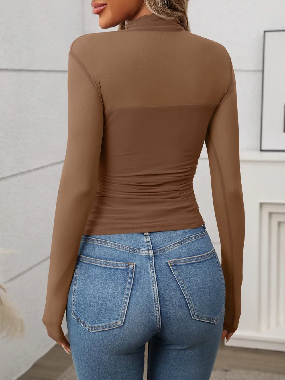 Mock Neck Long Sleeve Top nicholesgifts