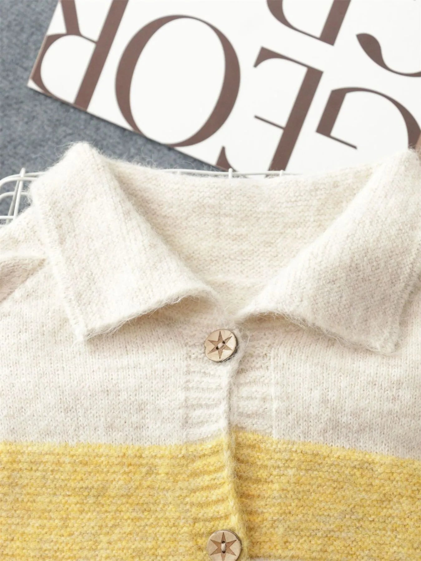 Striped Button-Up Cozy Cardigan
