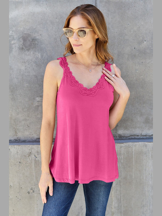 Basic Bae Full Size Lace Detail V-Neck Cutout Cami