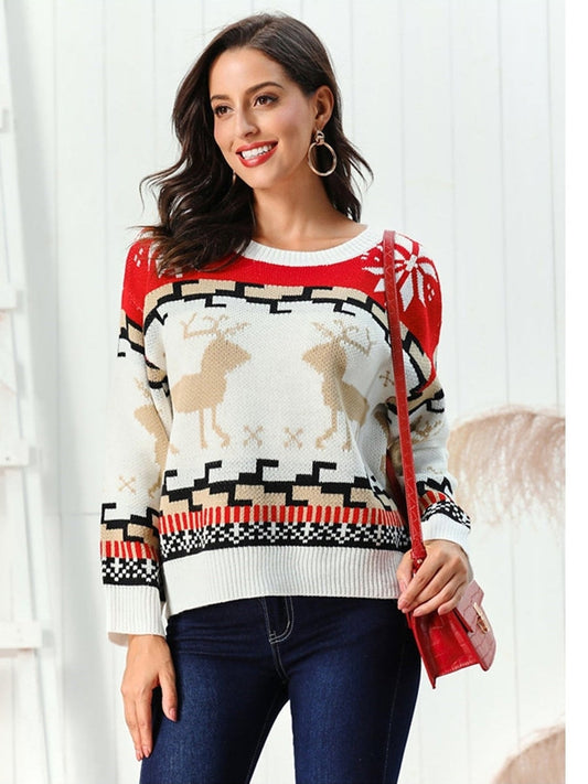 Reindeer Round Neck Sweater NicholesGifts