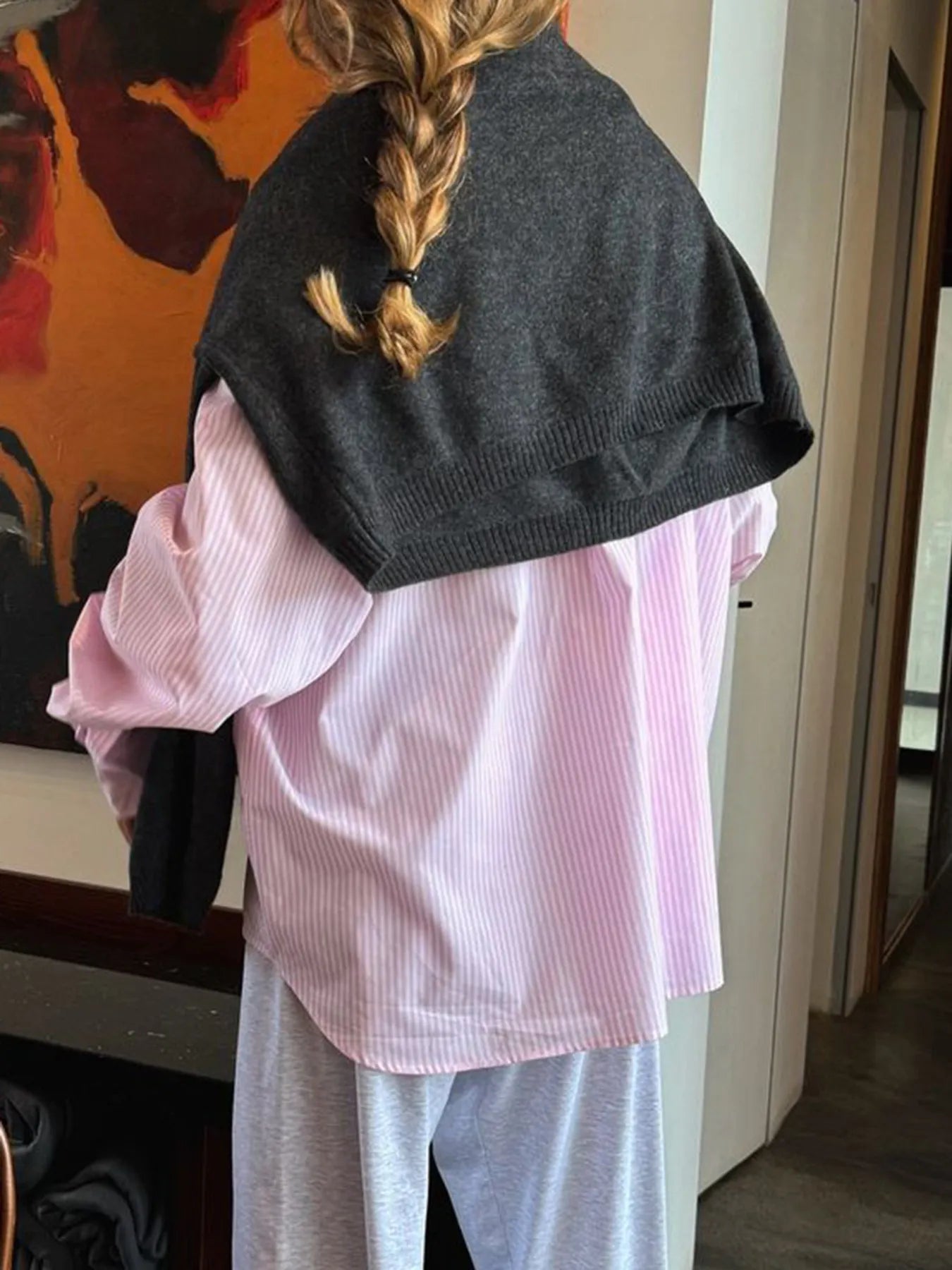 Collared Neck Long Sleeve Striped Button-Up Shirt NicholesGifts