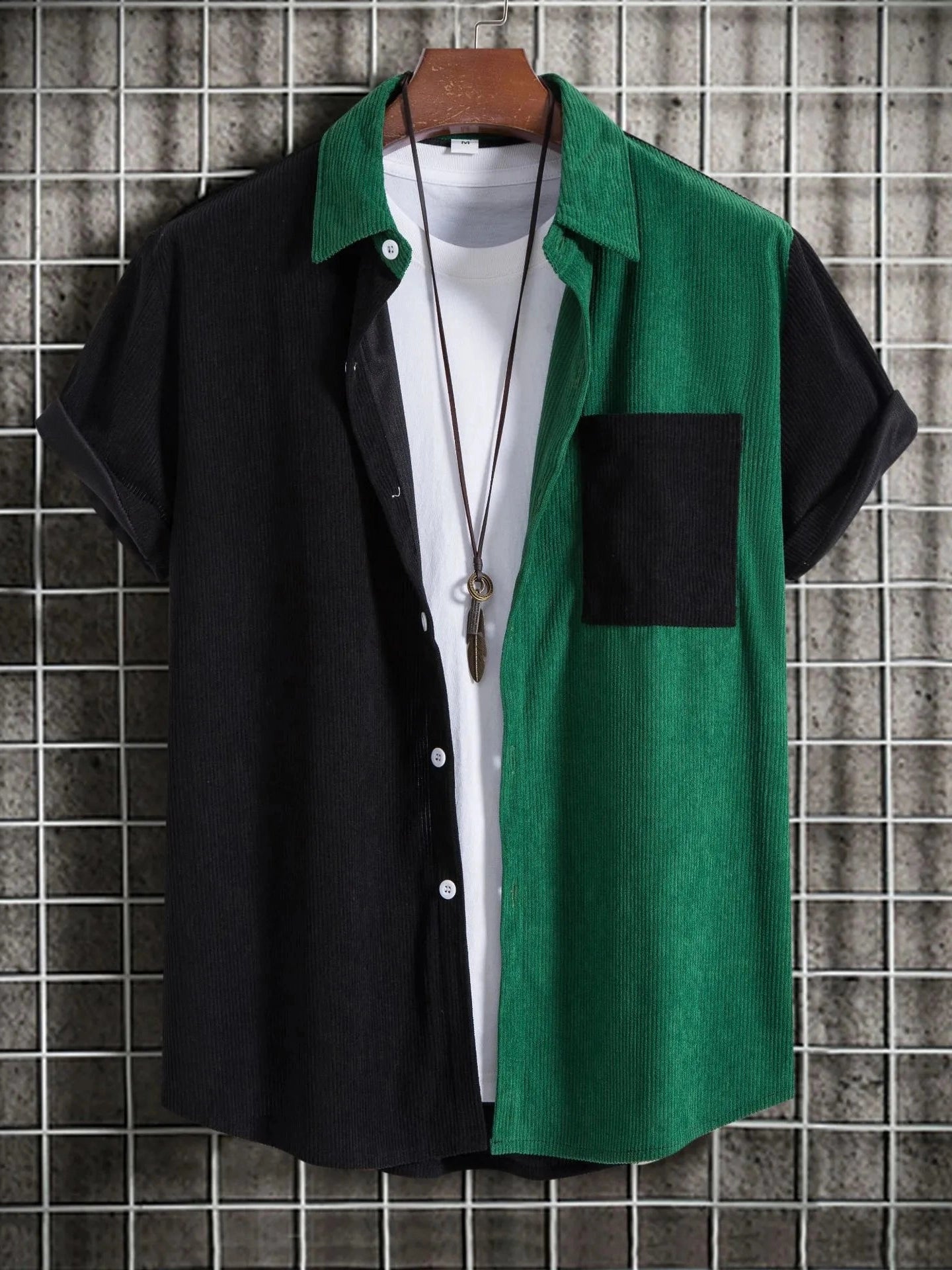 Men's Plus Size Classic Color Block Short Sleeve Shirt Trendsi