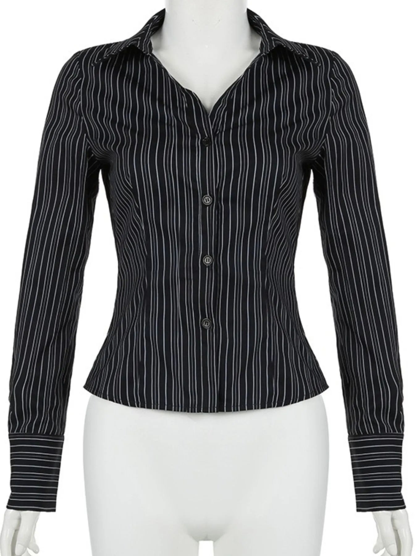 Striped Button-Down Collared Neck Shirt Trendsi