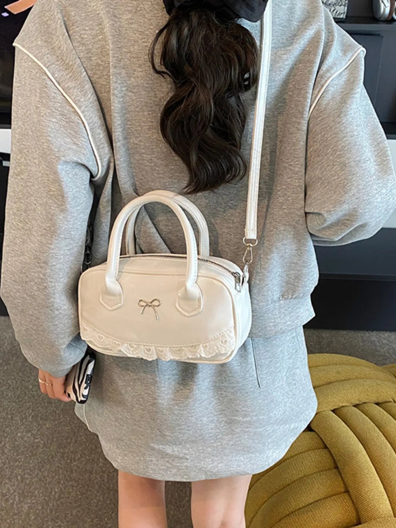 Lace Detail Bow Crossbody Bag Trendsi