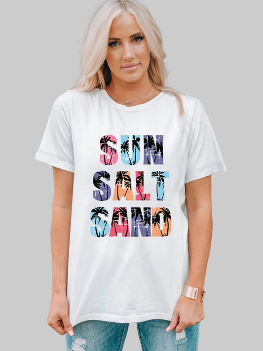 Letter Graphic Round Neck Tee nicholesgifts