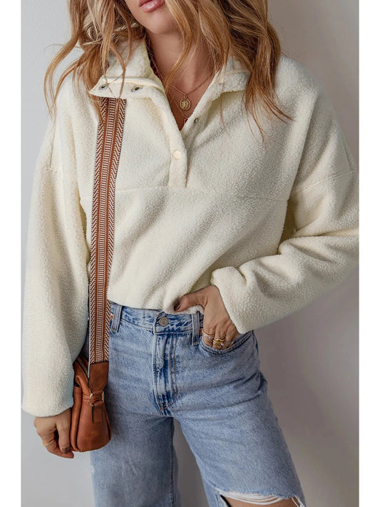 Sherpa Half Snap Long Sleeve Jacket