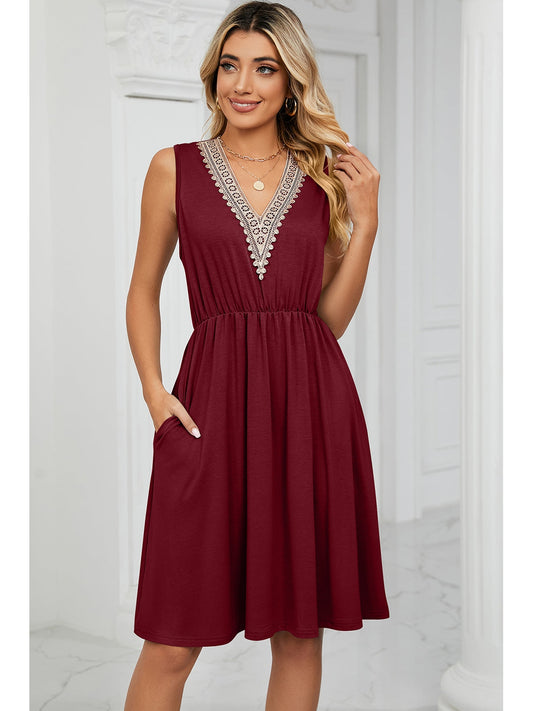 Women Pocketed V-Neck Wide Strap Dress NicholesGifts