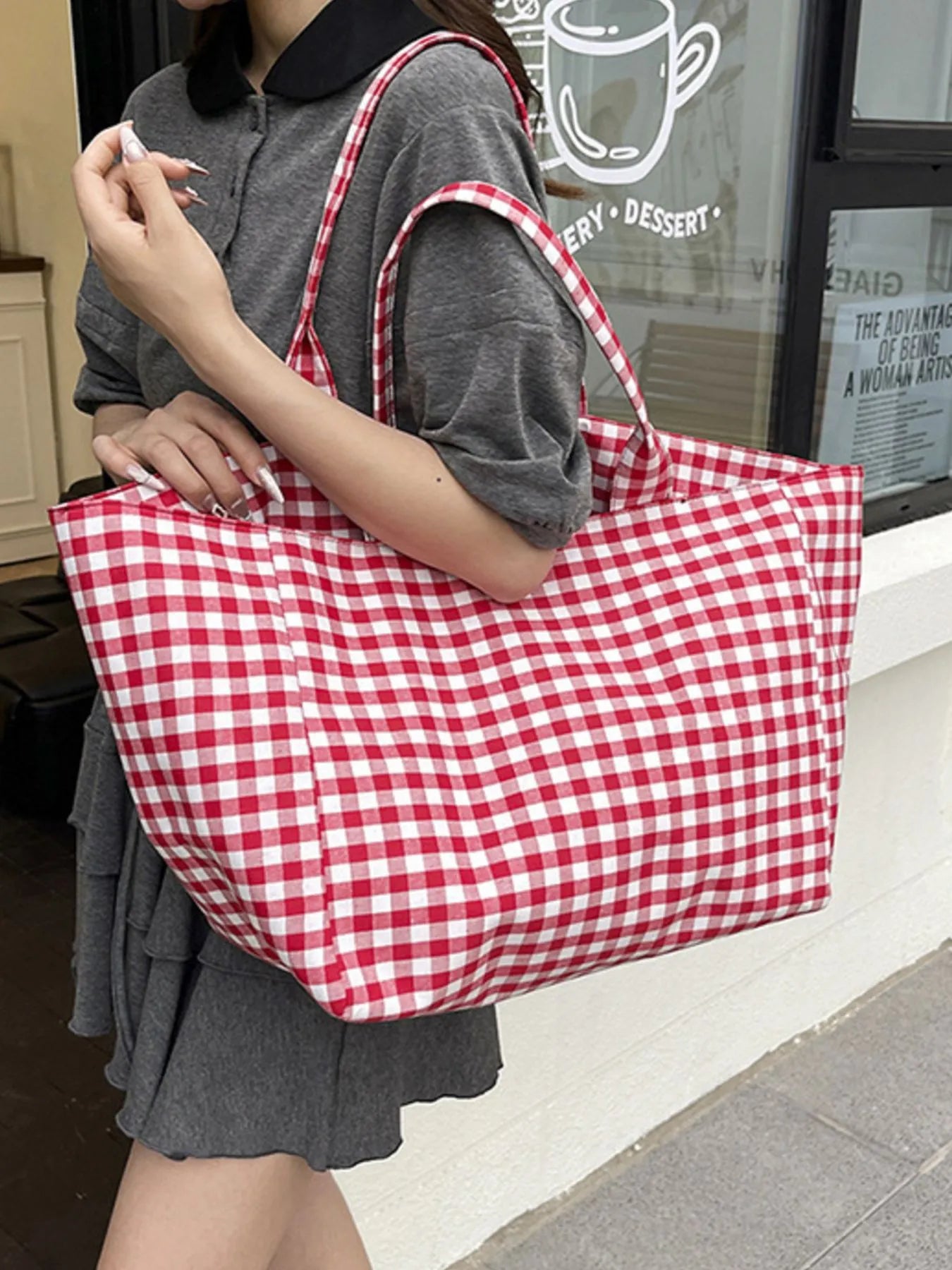 Classic Plaid Tote Bag Trendsi