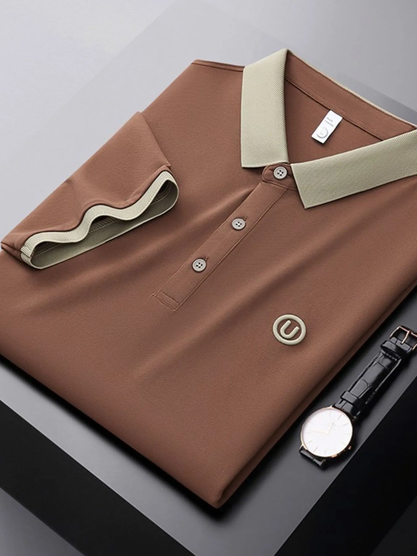 Men's Plus Size Breathable Short Sleeve Contrast Polo