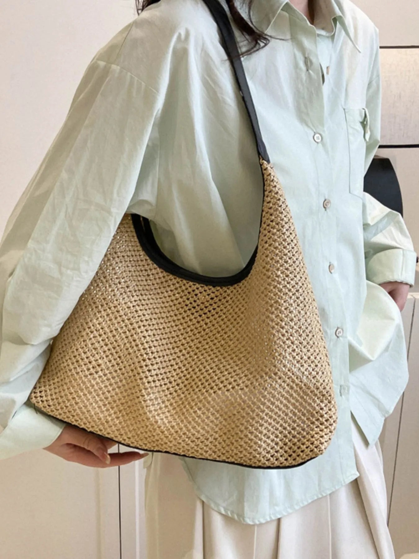 Woven Straw Shoulder Bag Trendsi