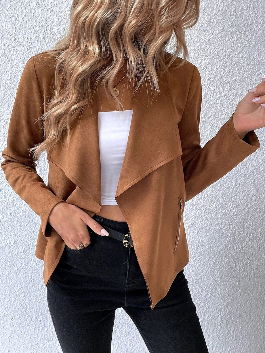 NicholesGifts Women Collared Neck Long Sleeve Jacket NicholesGifts