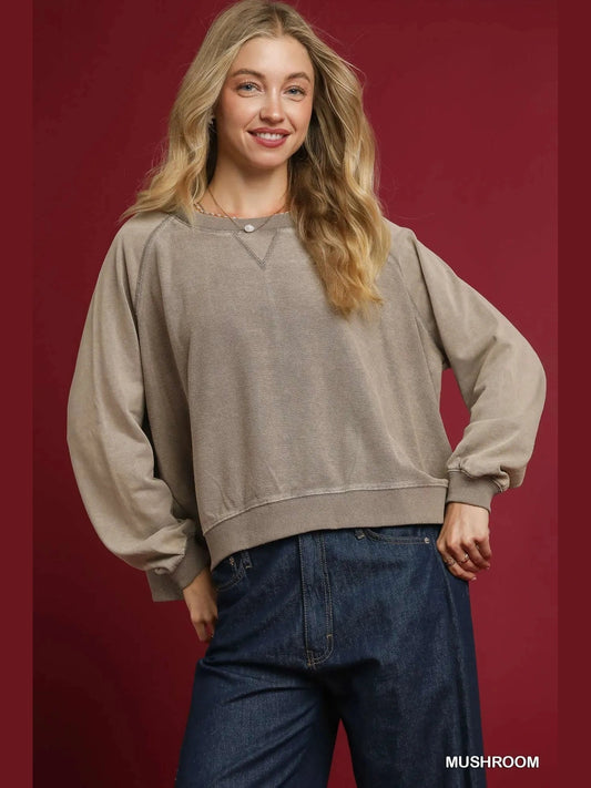 Umgee Mineral Wash French Terry Sweatshirt