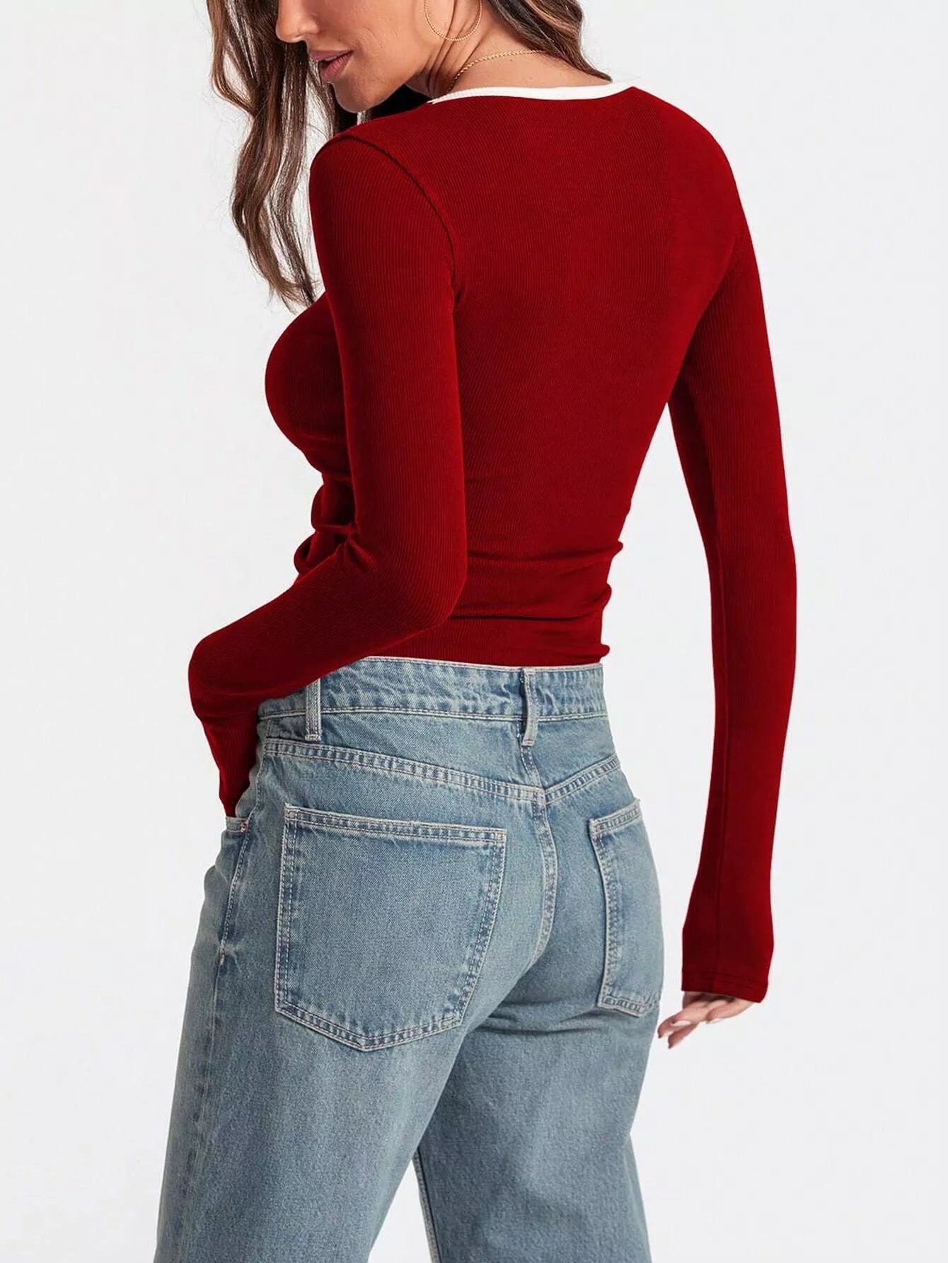 Scoop Neck Long Sleeve T-Shirt Trendsi