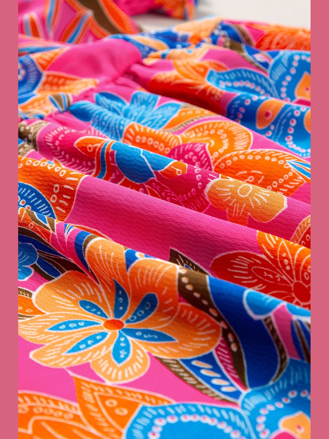 Peplum Printed Notched Short Sleeve Blouse