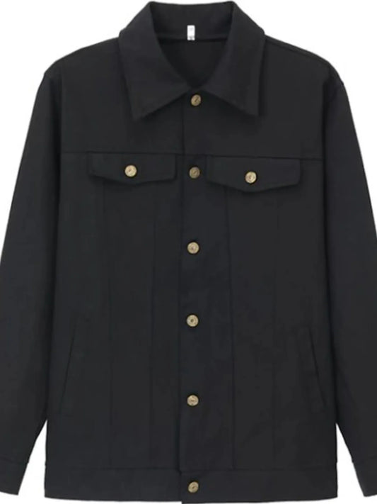 Men's Full Size Button Up Long Sleeve Jacket Plus Size Trendsi