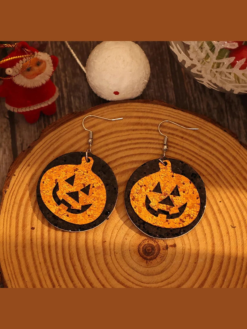 PU Leather Pumpkin Earrings