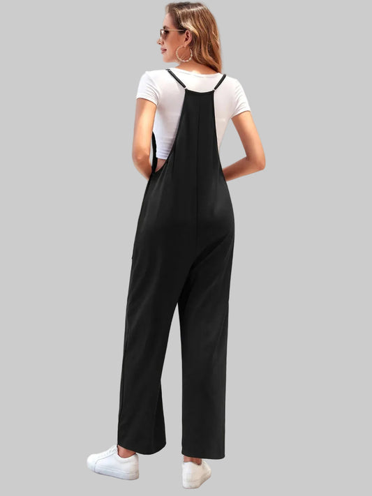 Pocketed Spaghetti Strap Wide Leg Jumpsuit nicholesgifts