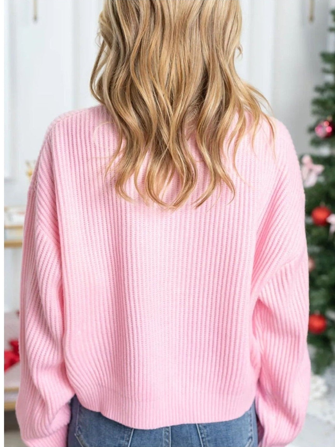 Letter Round Neck Long Sleeve Sweater