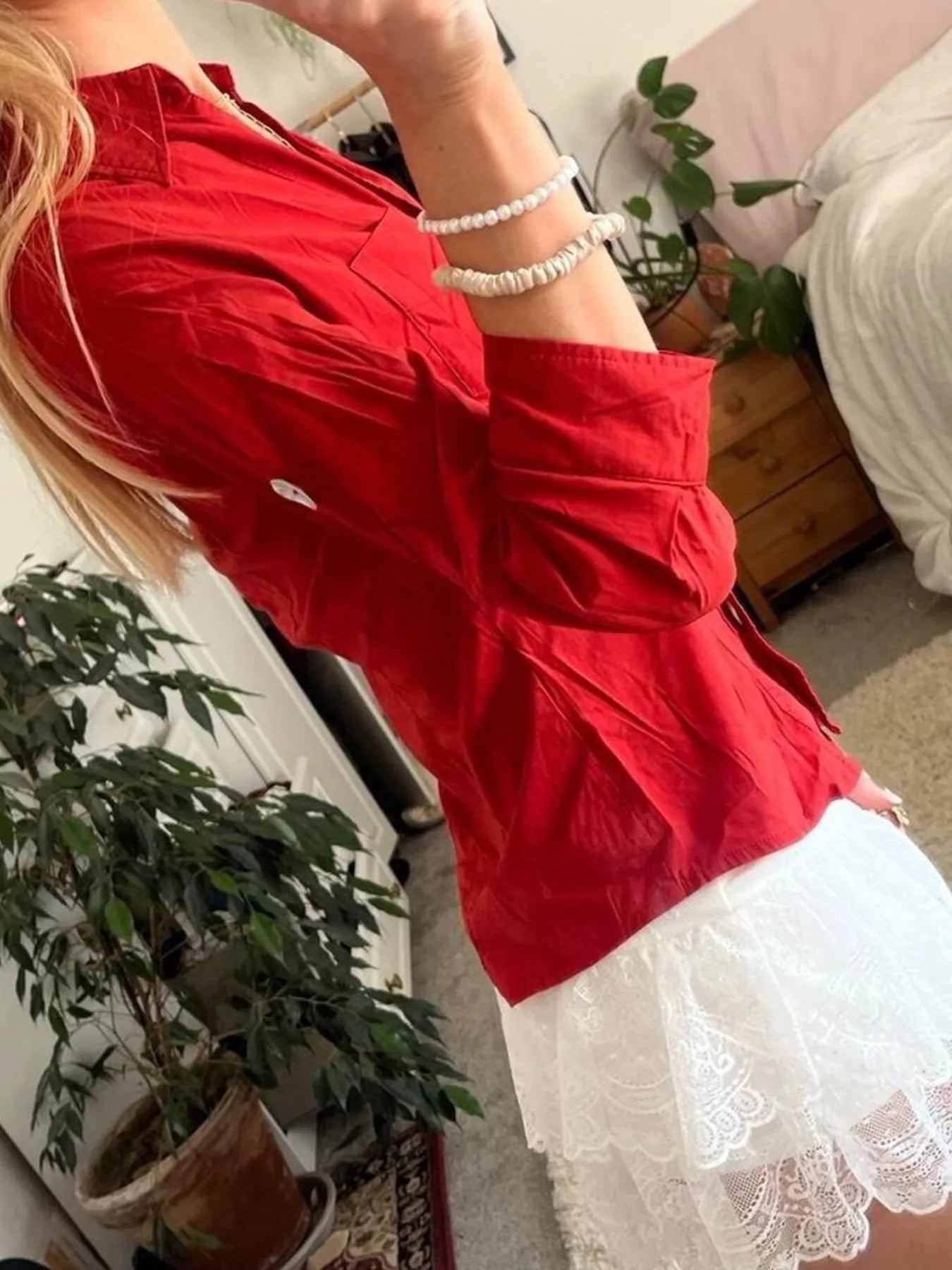 Collared Neck Button-Down Shirt NicholesGifts