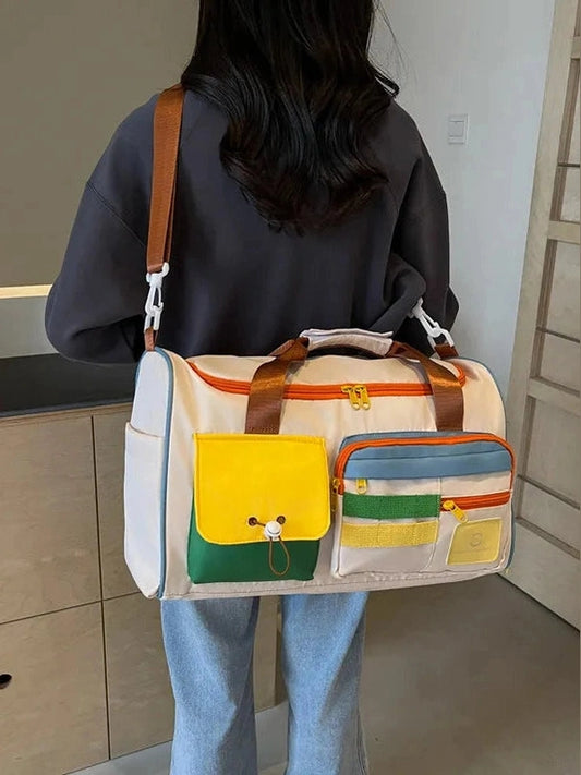 Color Block Multi-Pockets Travel Bag nicholesgifts