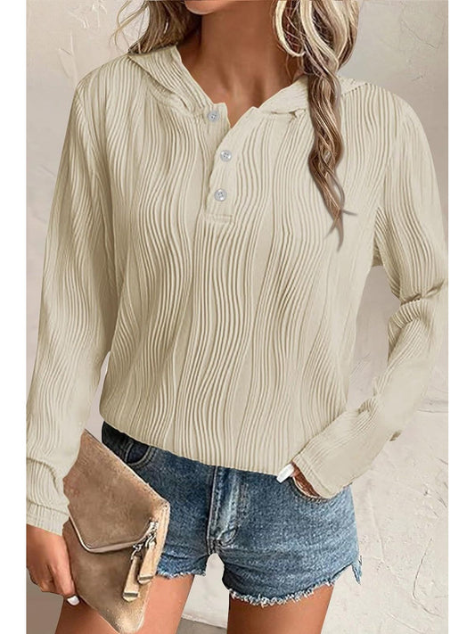 NicholesGifts Women Textured Long Sleeve Hoodie NicholesGifts