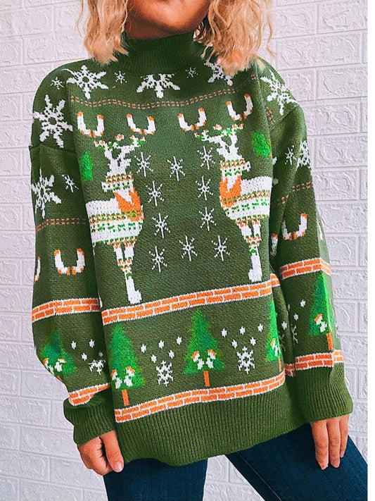 Turtleneck Drop Shoulder Long Sleeve Sweater NicholesGifts