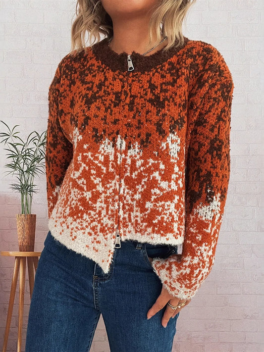 Asymmetrical Hem Zip Up Cardigan