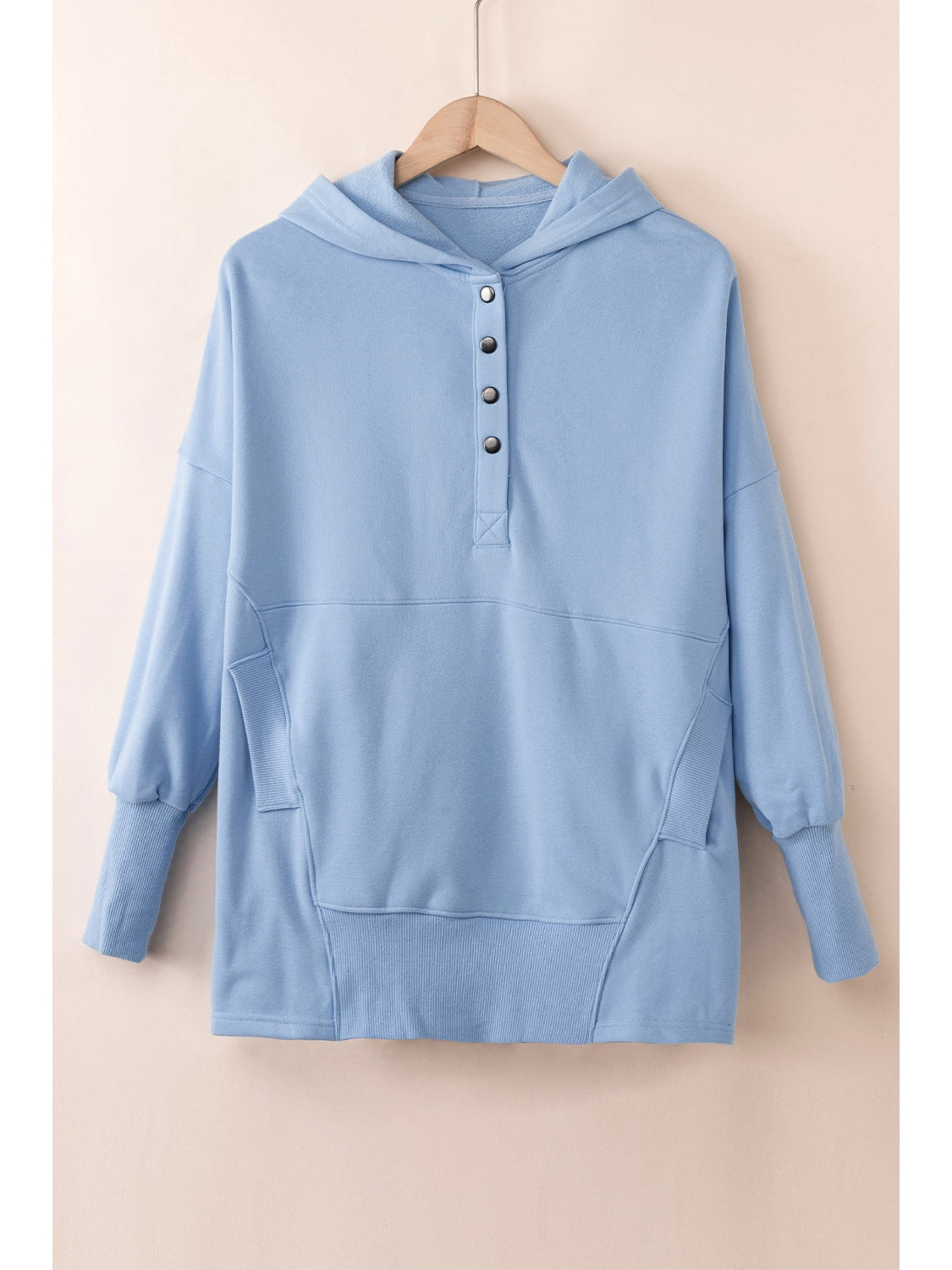NicholesGifts Women Quarter-Snap Dropped Shoulder Hoodie NicholesGifts
