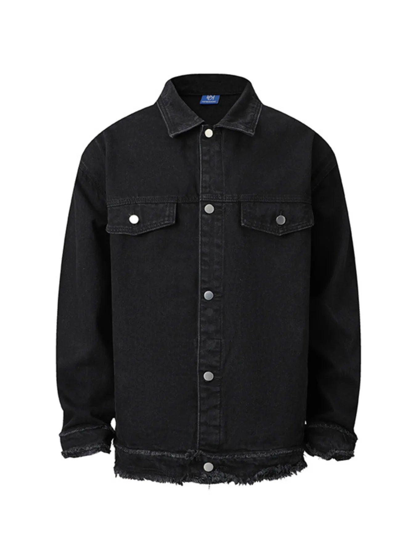 Men's Raw Hem Long Sleeve Denim Jacket Trendsi