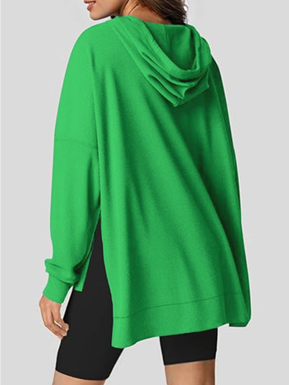 NicholesGifts Women Drawstring Slit Long Sleeve Hoodie NicholesGifts