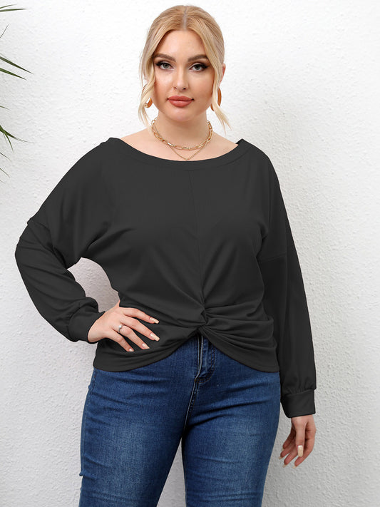 Plus Size Twisted Drop Shoulder T-Shirt NicholesGifts