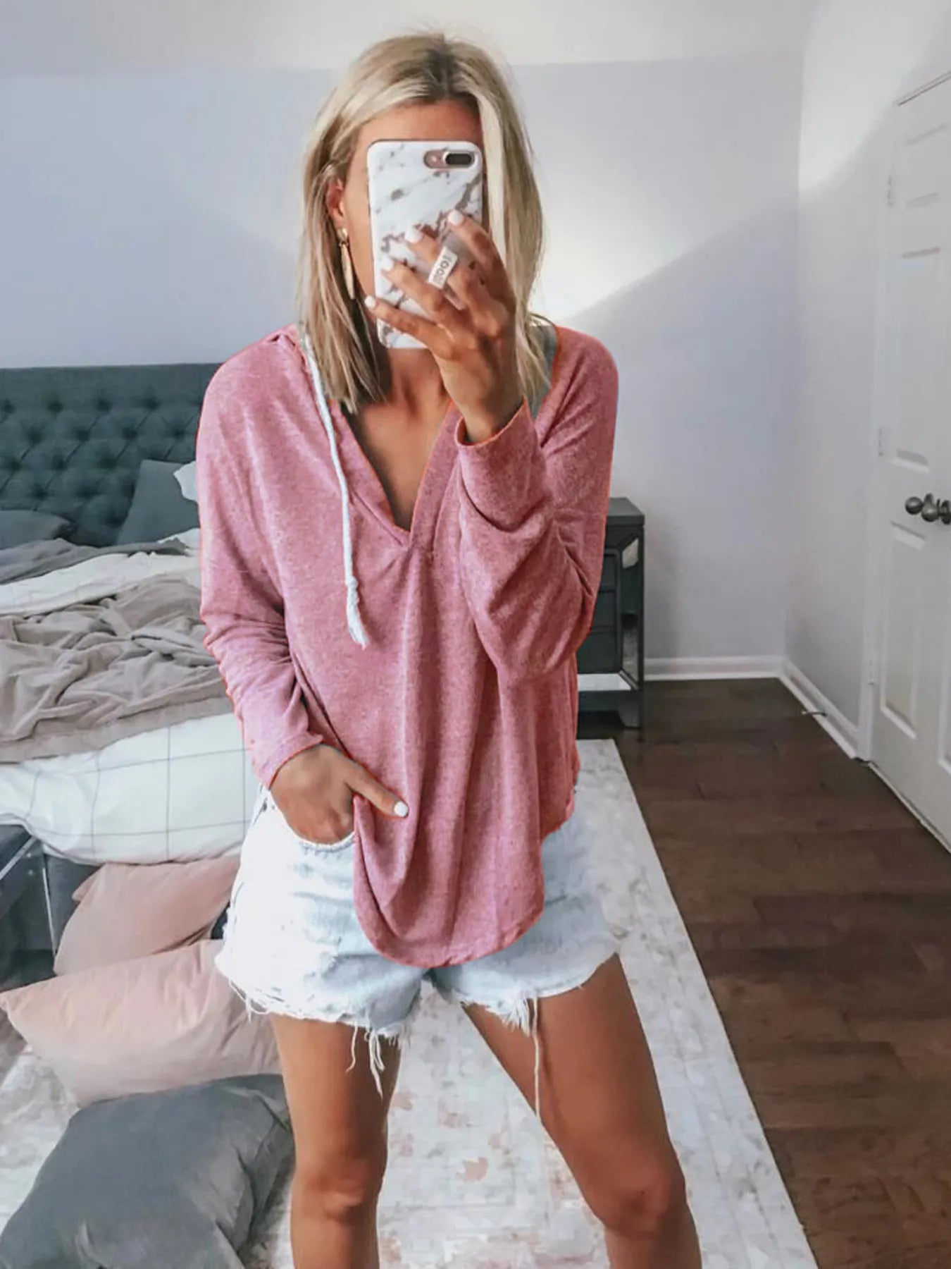 Full Size Drawstring Long Sleeve Hoodie Plus Size