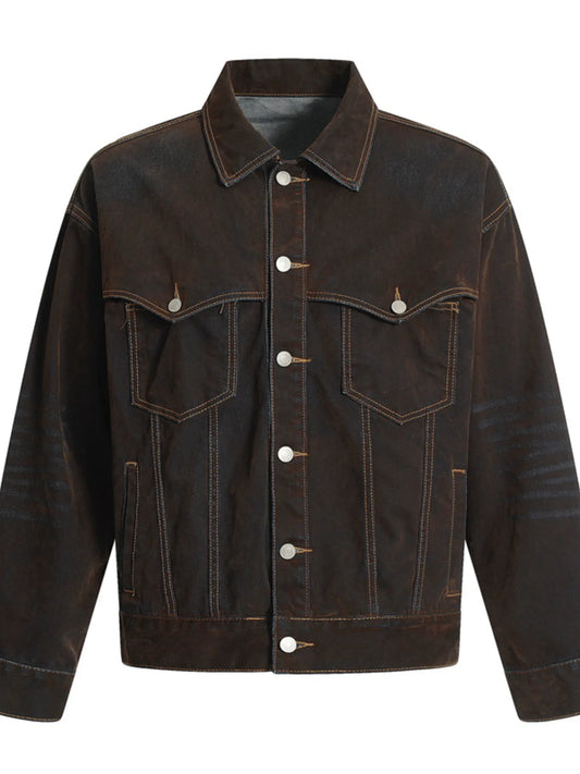 Men's Button Up Long Sleeve Denim Jacket Trendsi