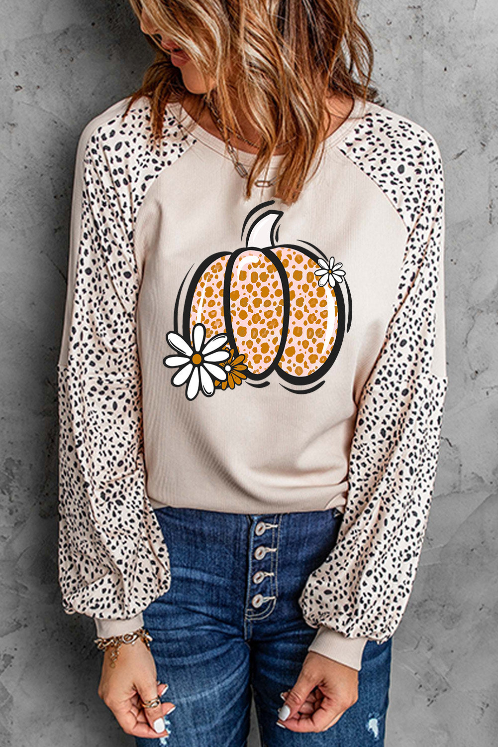 Pumpkin Graphic Round Neck Long Sleeve Top NicholesGifts