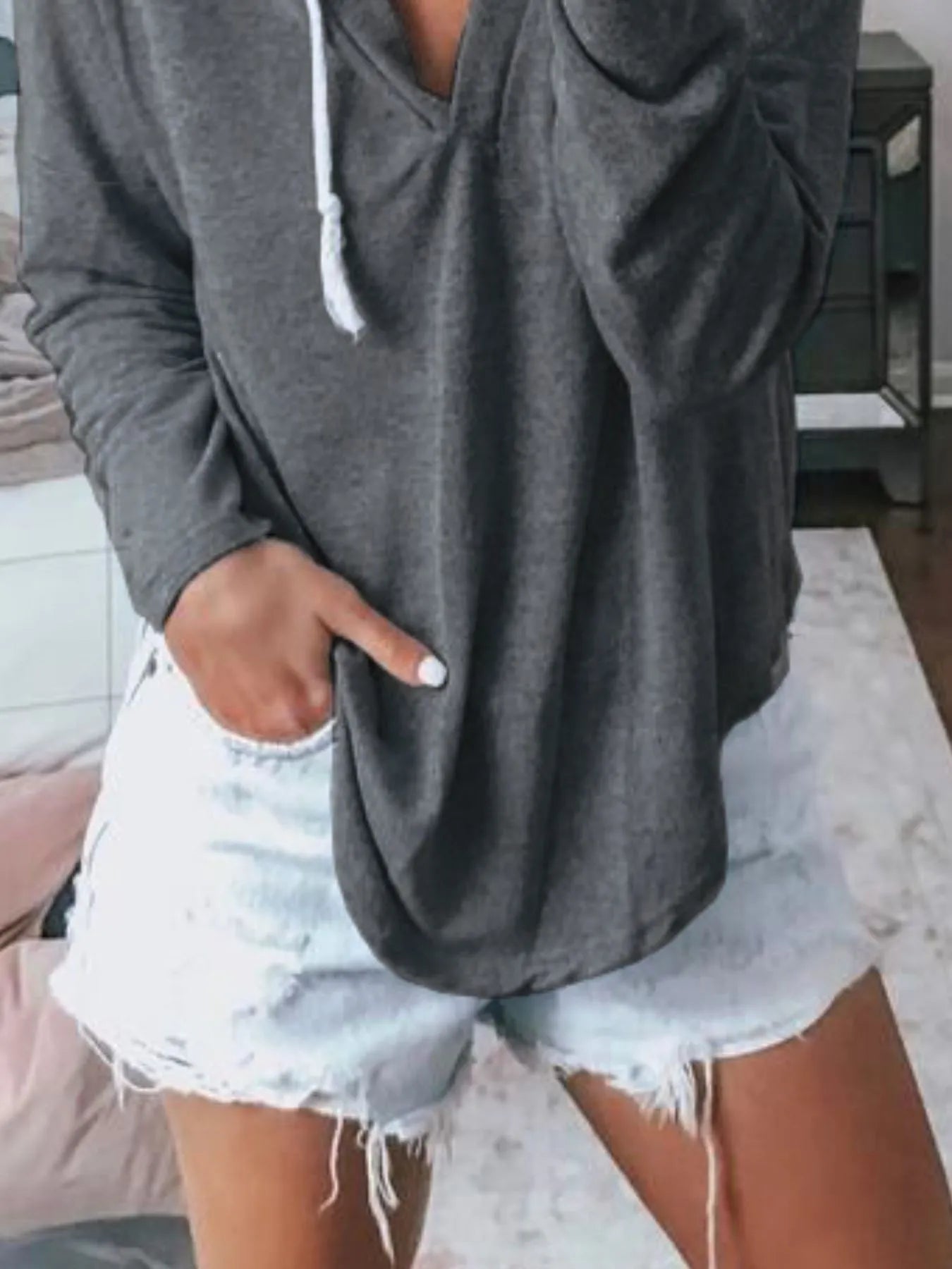 Full Size Drawstring Long Sleeve Hoodie Plus Size