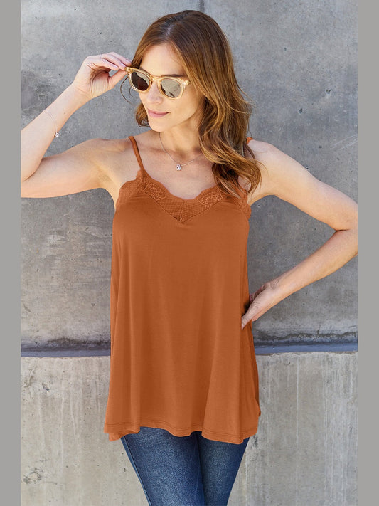 Basic Bae Full Size Lace Trim V-Neck Cami NicholesGifts