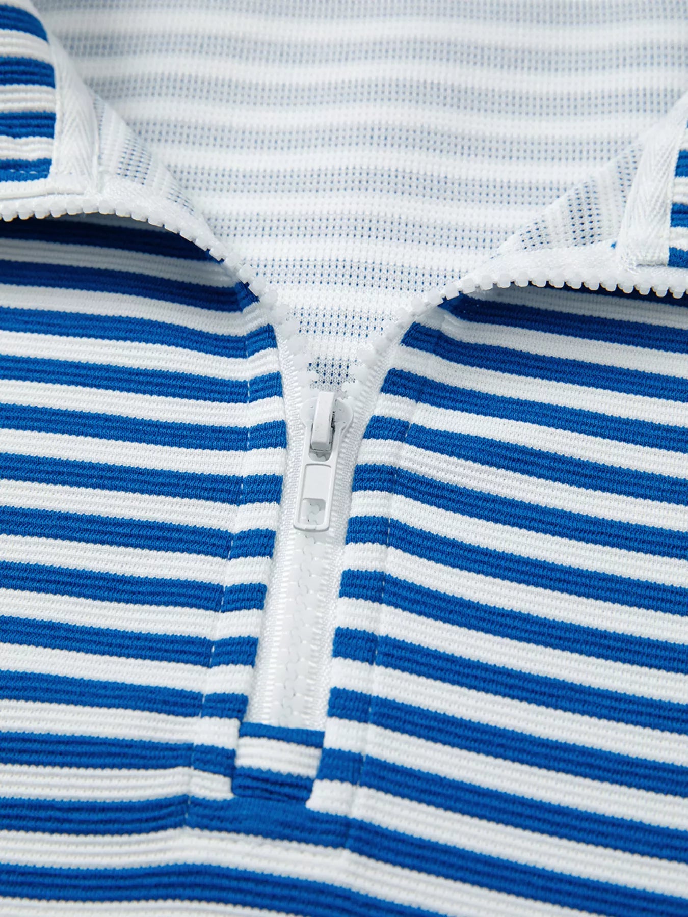 Stripe Quarter Zip Collar Long Sleeve Top Trendsi