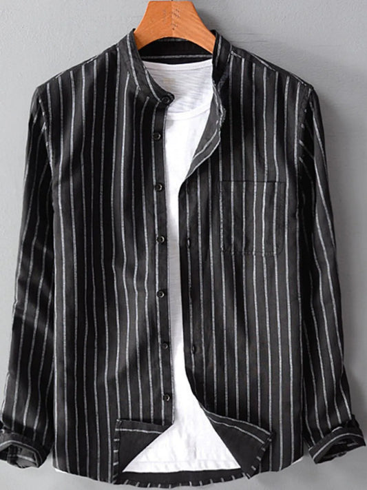 Men's Full Size Striped Button Up Long Sleeve Shirt Plus Size NicholesGifts