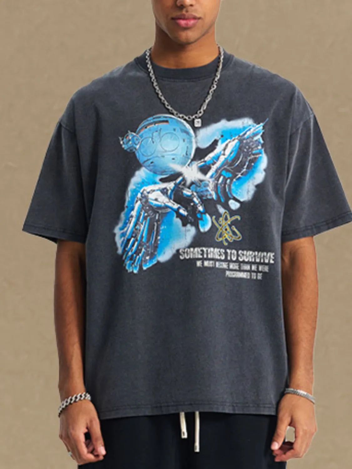 Men's Graphic Round Neck Half Sleeve T-Shirt Trendsi