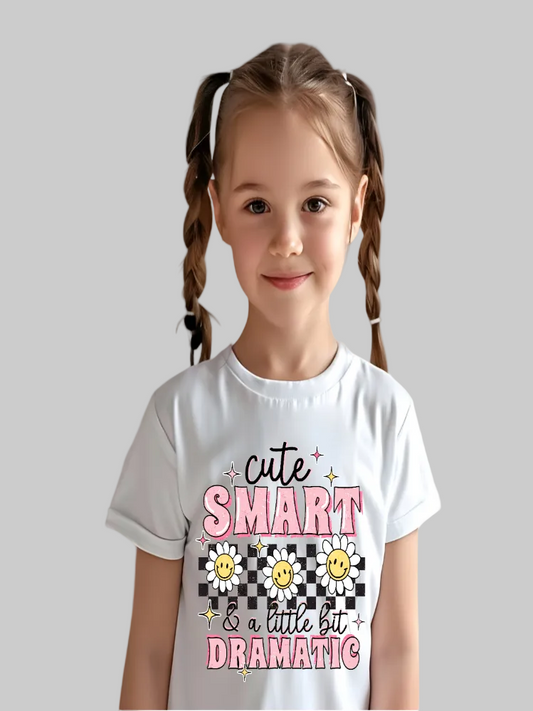 Girls Cute Smart Dramatic Short Sleeve Crewneck T-Shirt nicholesgifts