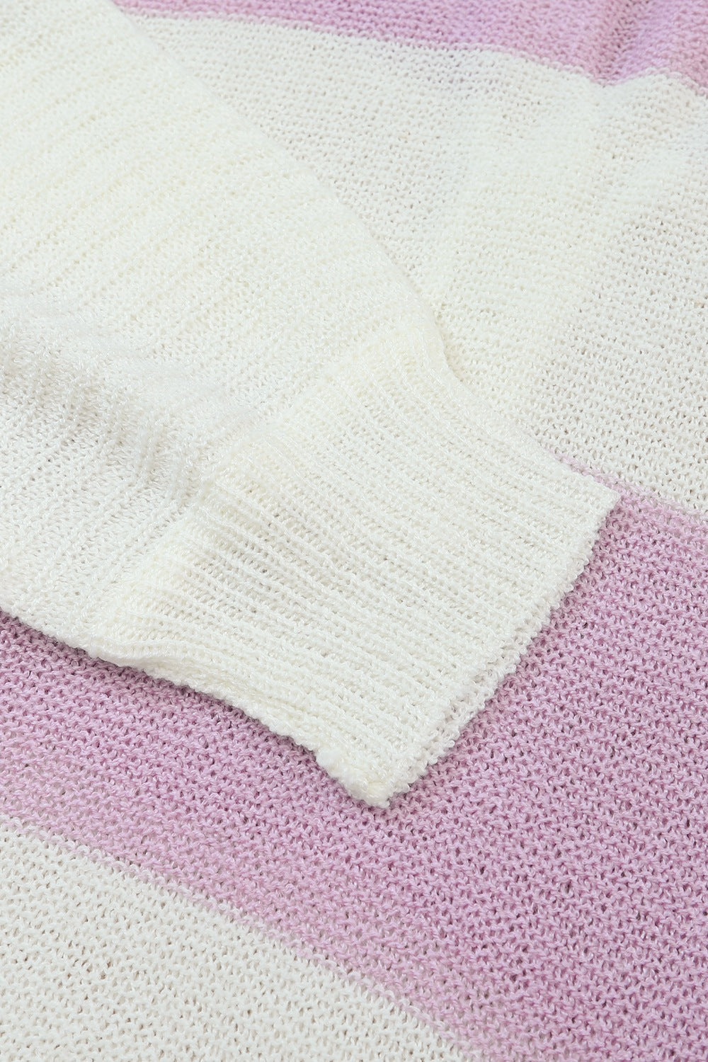 Women Striped Half Button Ribbed Pink Purple Sweater NicholesGifts