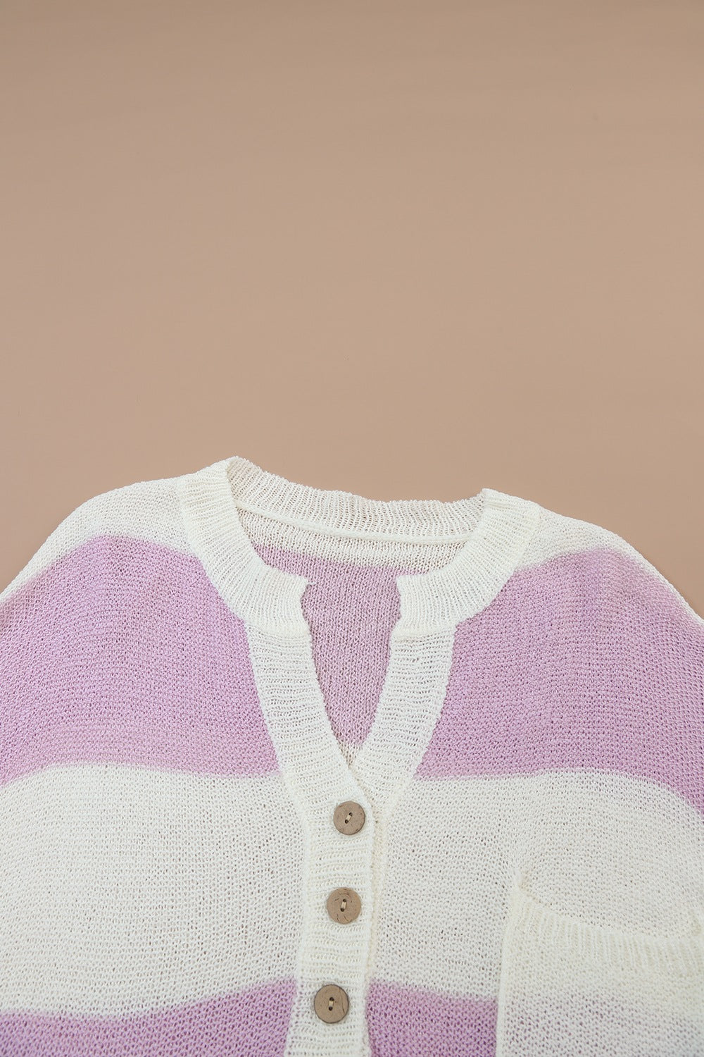 Women Striped Half Button Ribbed Pink Purple Sweater NicholesGifts