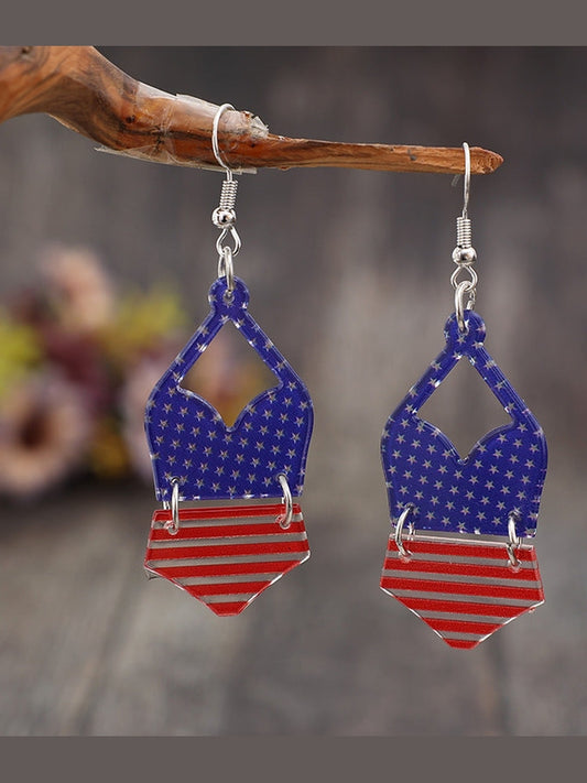 US Flag Pattern Acrylic Earrings NicholesGifts